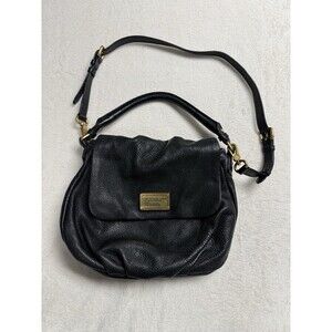 Marc Jacobs NY Crossbody Bag Black Pebbled Leather Handbag Purse Preppy Chic Y2K
